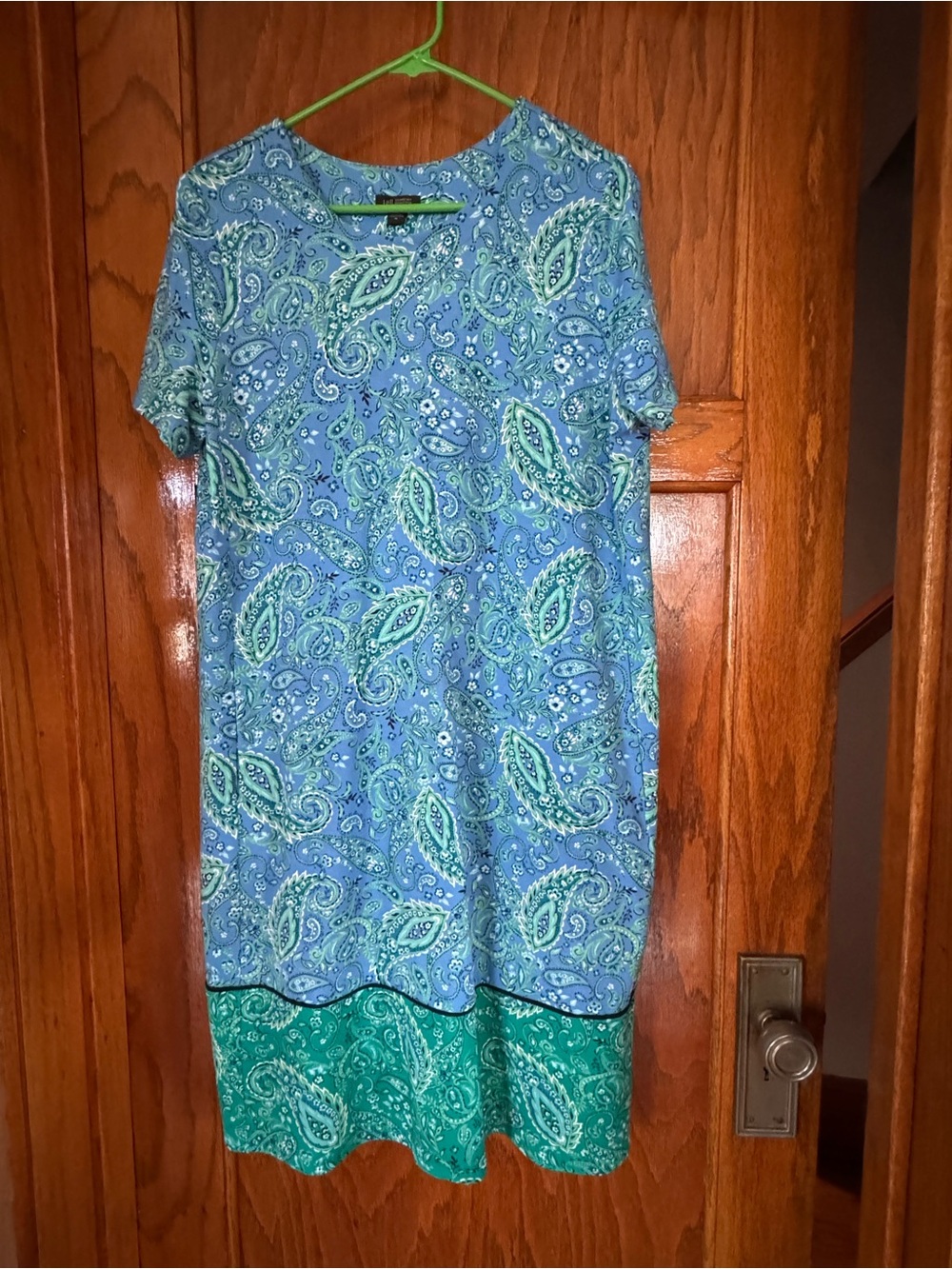 J. Jill Blue & Green Paisley Short-Sleeve Women's Dress
